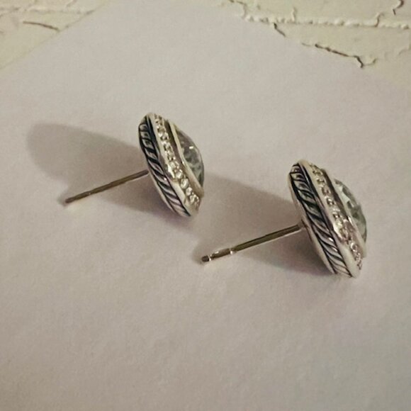 David Yurman Albion Stud Earrings with Gemstone and Diamonds in Silver - Picture 9 of 11